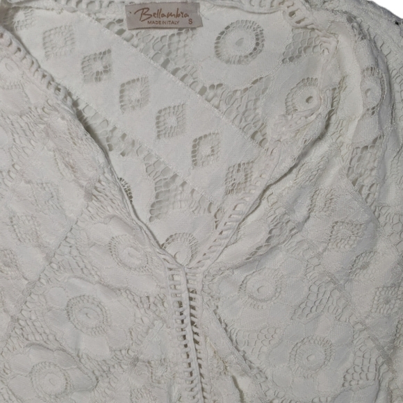 Bellambia 100% Italian Silk Bell Sleeve Lace Floral Top Size S - Picture 5 of 6
